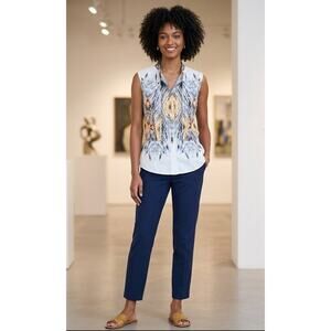 Paul Smith Black Label Ikat Print Sleeveless Peplum Blouse Top - Size 40 EUC